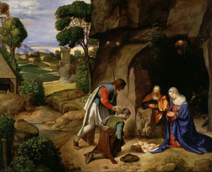 Giorgione, L'adorazione dei pastori o Natività Allendale, 1500-1505, olio su tavola, National Gallery of Art, Washington