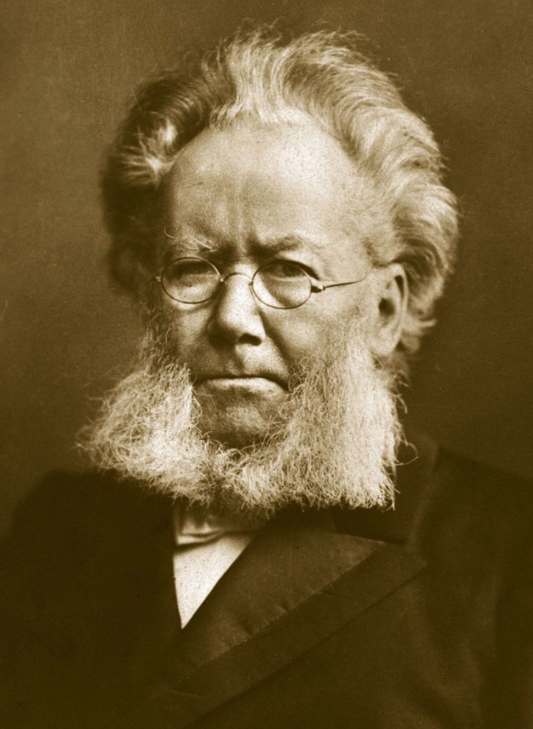 Immagine del drammaturgo Henrik Ibsen (Skien, Norvegia, 1828 - Kristania, antico nome della città di Oslo, Norvegia, 1902) in un ritratto dell'epoca.