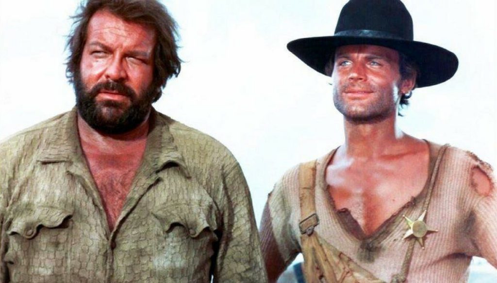 Bud Spencer e Terence Hill in una scena de "Lo chiamavano Trinità"