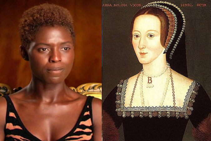 L'attrice afroamericana Jodie Turner-Smith e la regina inglese Anna Bolena