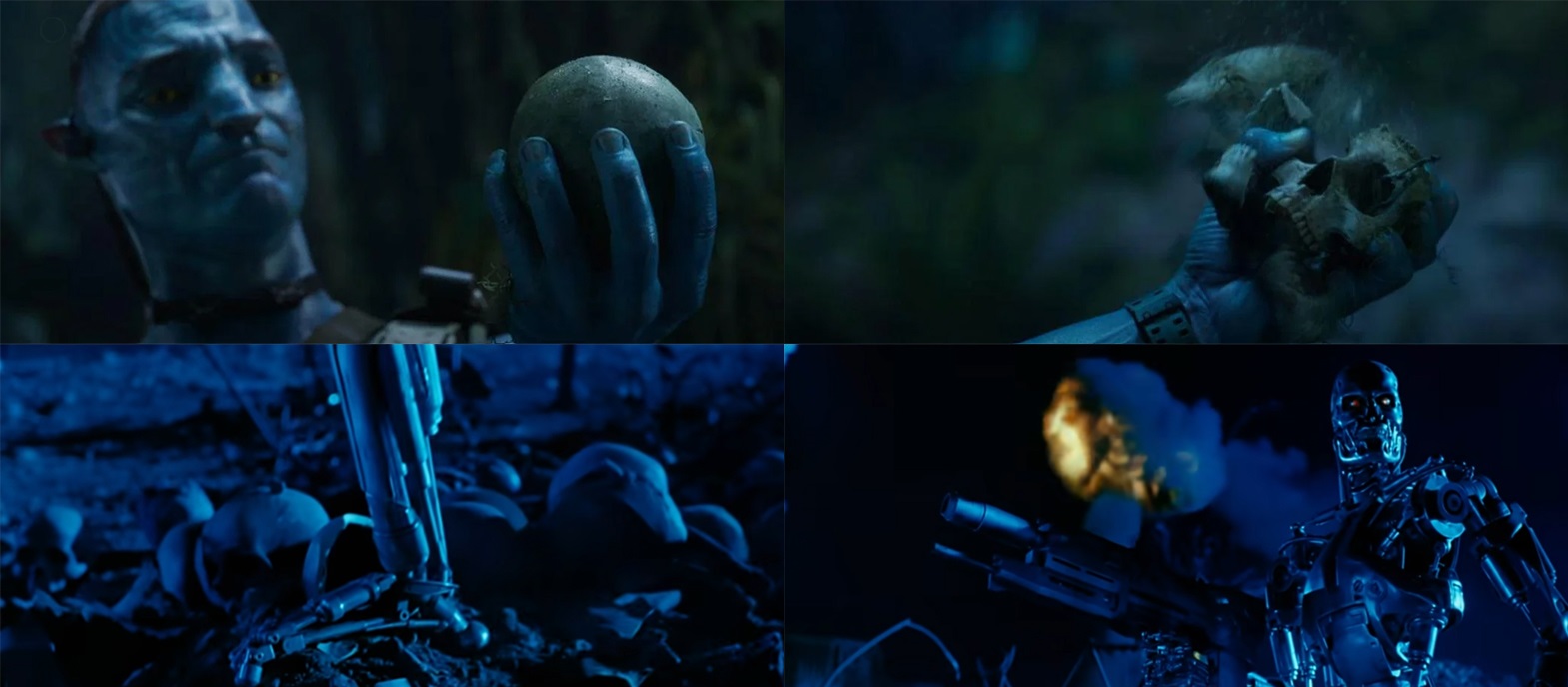 Un confronto di scene tra Avatar 2 e Terminator 2
