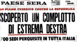Copertina dell'articolo di giornale riportante la notizia del Golpe Borghese